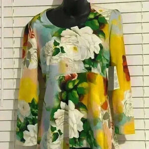 Melissa McCarthy Seven7 Summer Watercolor Floral Zip Long Sleeves Size  Small